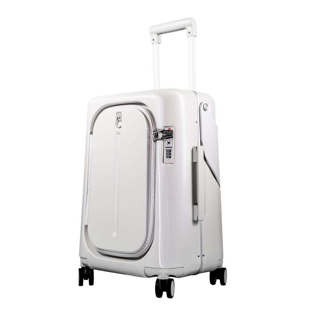 Multicarry Luggage White Grey (Stripe) - Moonba