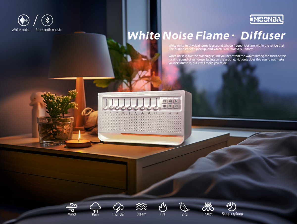 White Noise Flame Diffuser (Bluetooth Version) BOXING PRICE! - Moonba